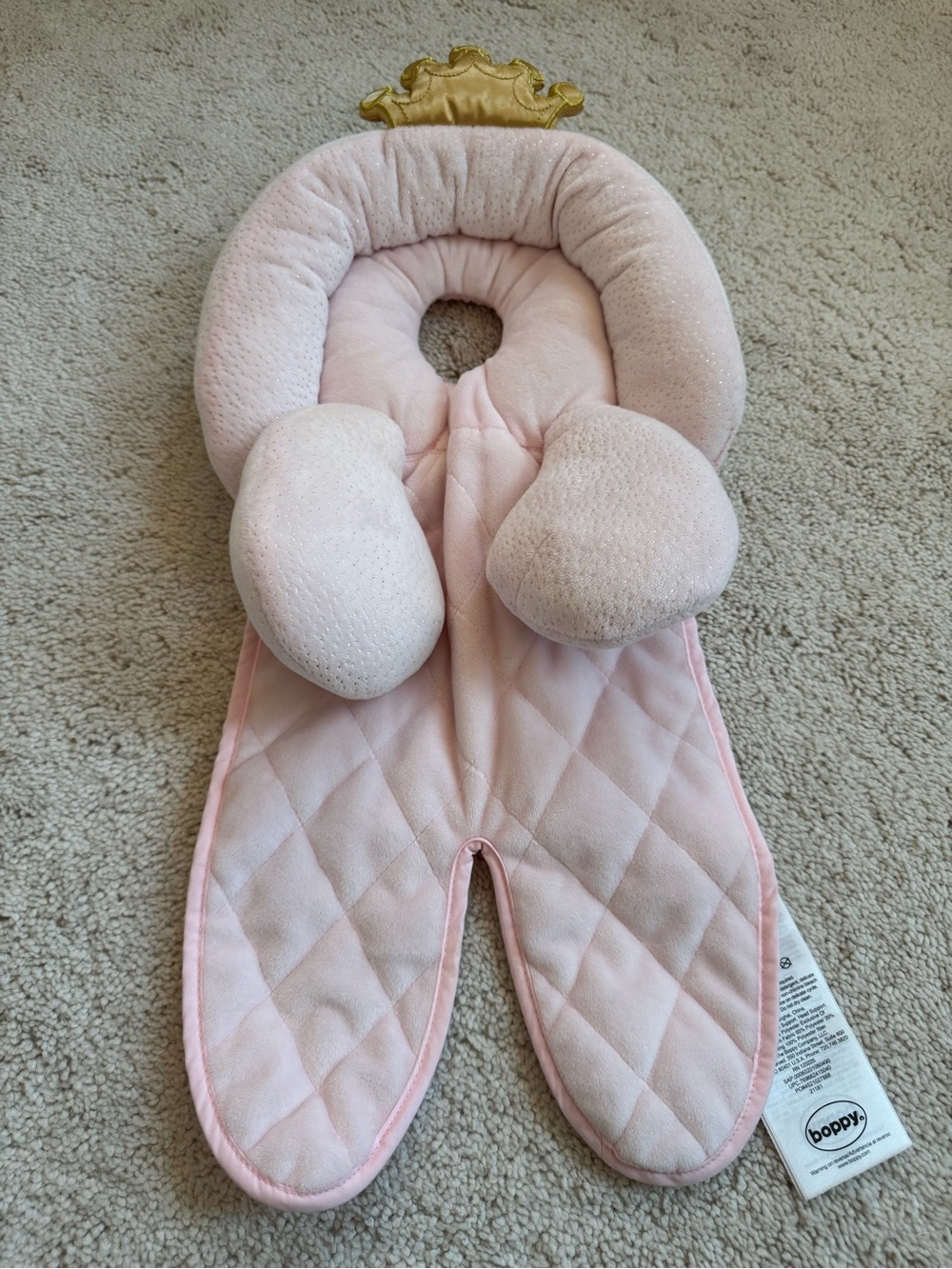 Boppy Pink Princess Infant Head & Neck Support with Gold Crown